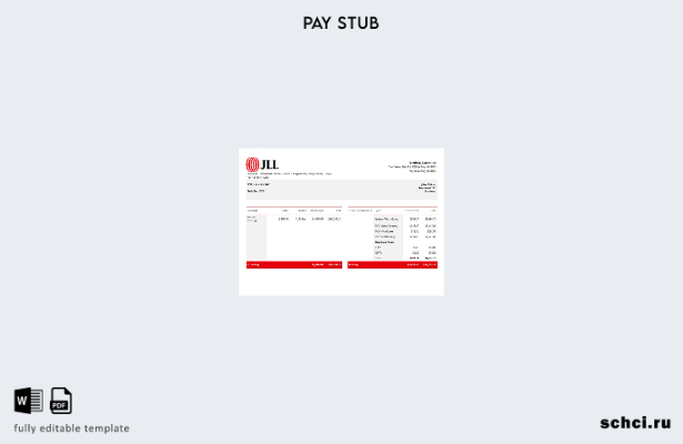 цифровая загрузка шаблон Word квитанции о зарплате компании JLL в США